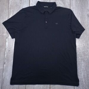 Travis Mathew Polo Shirt Mens XL Black Pima Cotton Blend EllisDon Golf Top